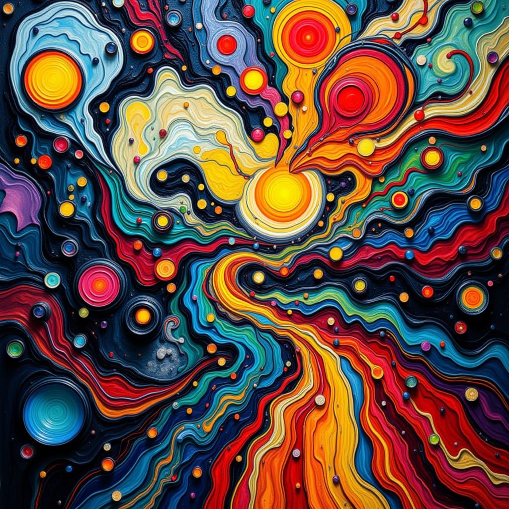 <lora:Colorful Abstraction:1.0> bold, expressive lines and vibrant, symbolic colors
expulsions
3D, double-exposure forms
transformed into an...