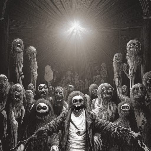 Zombie Muppets in a haunted theater.