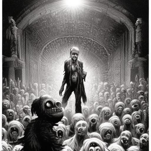 Zombie Muppets in a haunted theater.