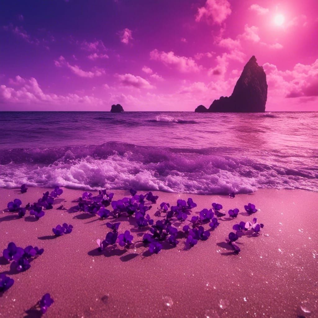 Violet beach <lora:Purple World:1.0> 