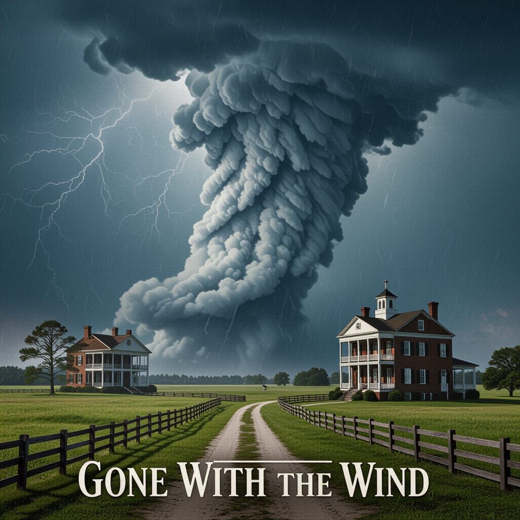 A black tumultuous sky with winds approaching 150 miles per hour touches down over Savanah, pulling old ...  by @Chippy