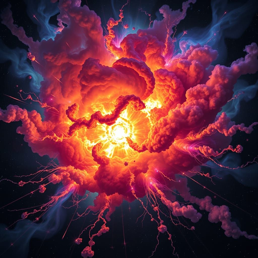 collapsing star - Cosmic Implosion in Vibrant Iridescent Hue...