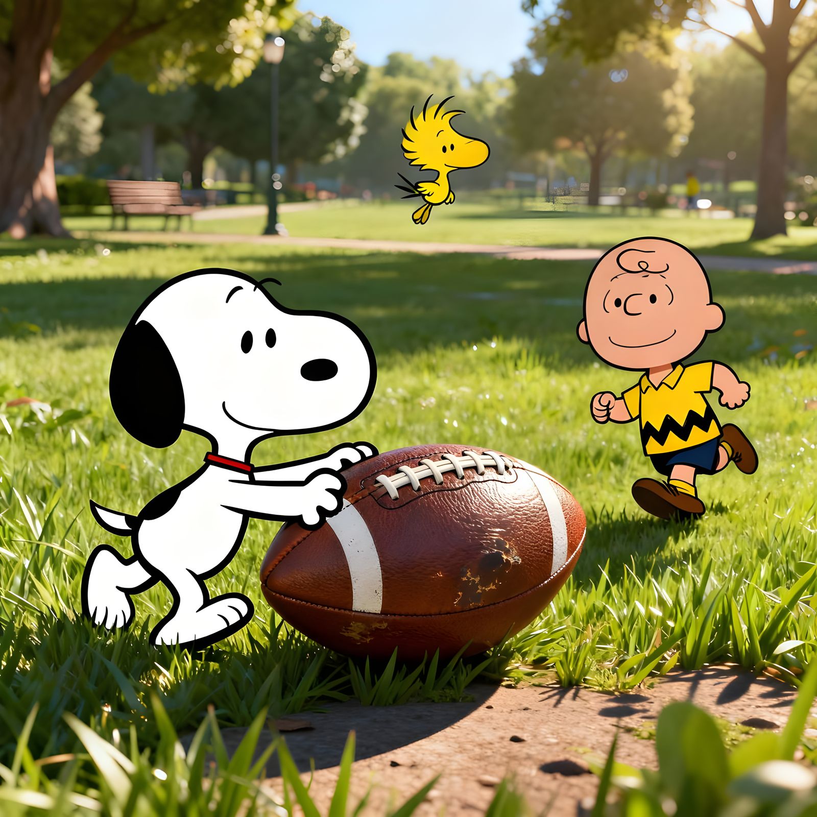 Snoopy and Charlie Brown at the park  by @5ibah