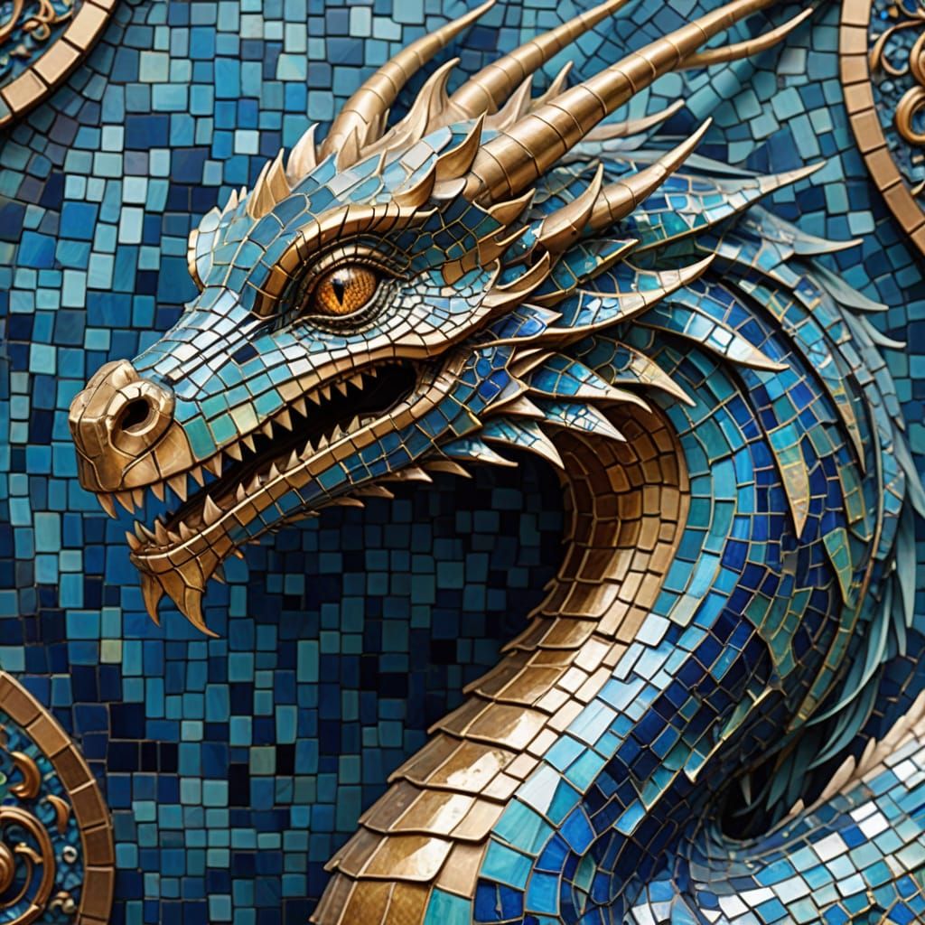 Dragon in Square Tiles  by @Vic Williams