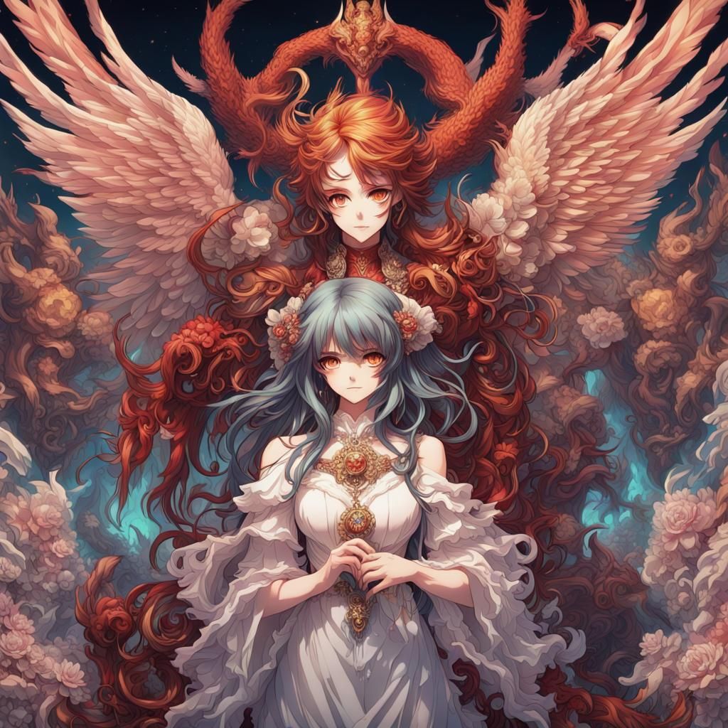 A demon and angel 128k resolution, intricately detailed, max...