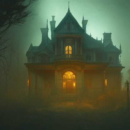Creepy house at night