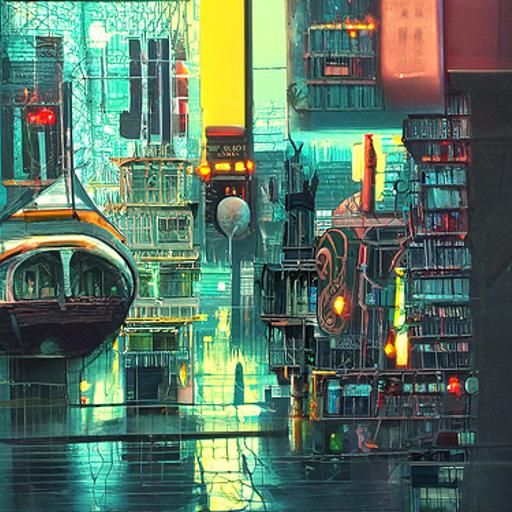 Future City in the Rain - AI Generated Artwork - NightCafe Creator