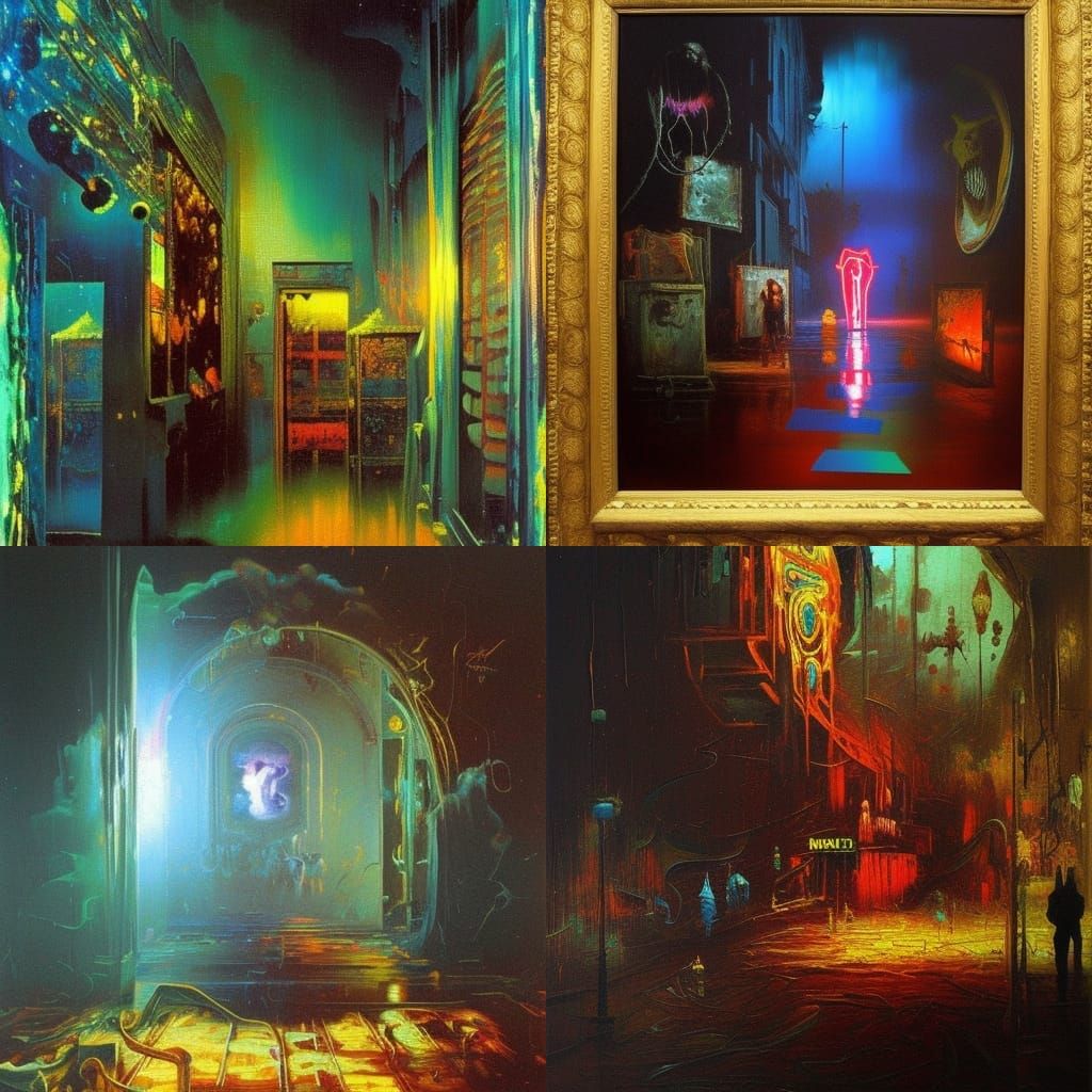 haunted 80's arcade neo-impressionism expressionist style oi...