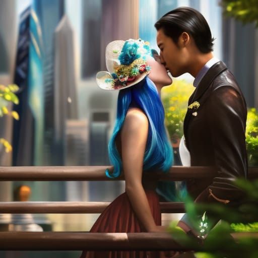 An incredibly detailed digital illustration of two modern el...