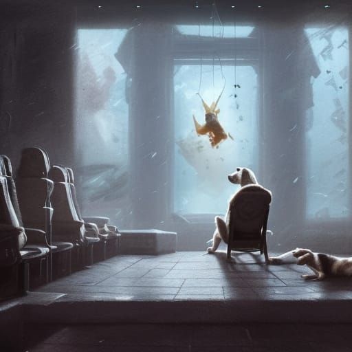 A Jack Russell Terrier watching a movie at a cinema