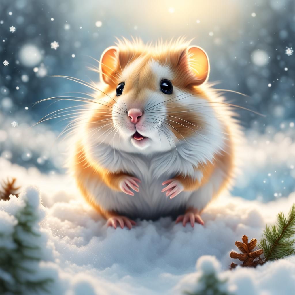 Snowy Hamster  by @Rosie