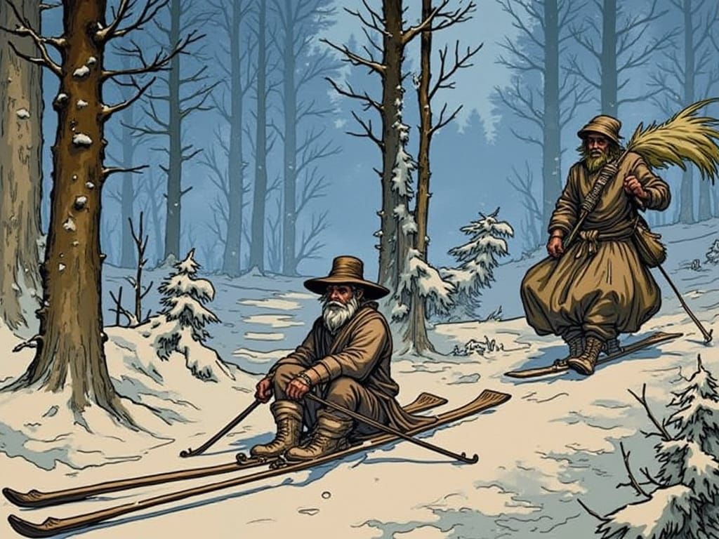 FOUSHED: the silly motor noises a guy makes as he pushes himself sitting on skis 'cause he's lazy