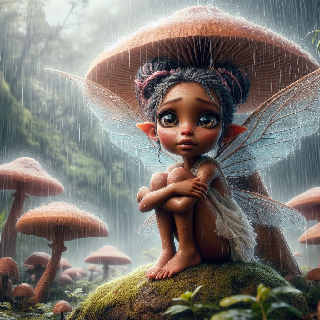 Little Fairy hiding from the rain