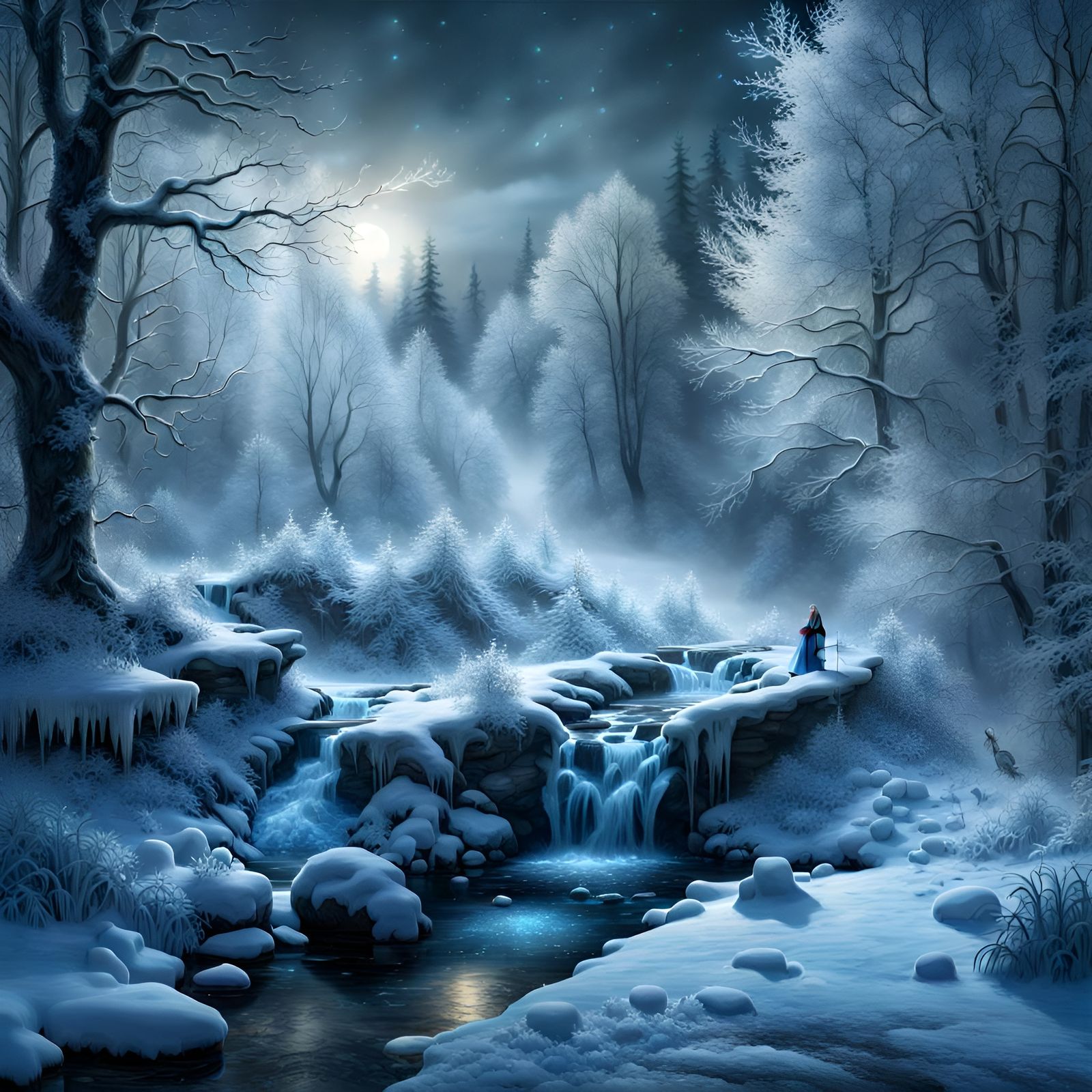 Mystical winter landscape with brook  by @T-Malina
