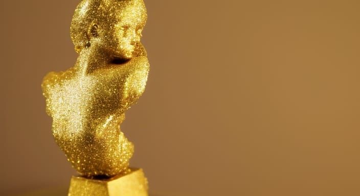 Venus sculpture  covered gold glitter