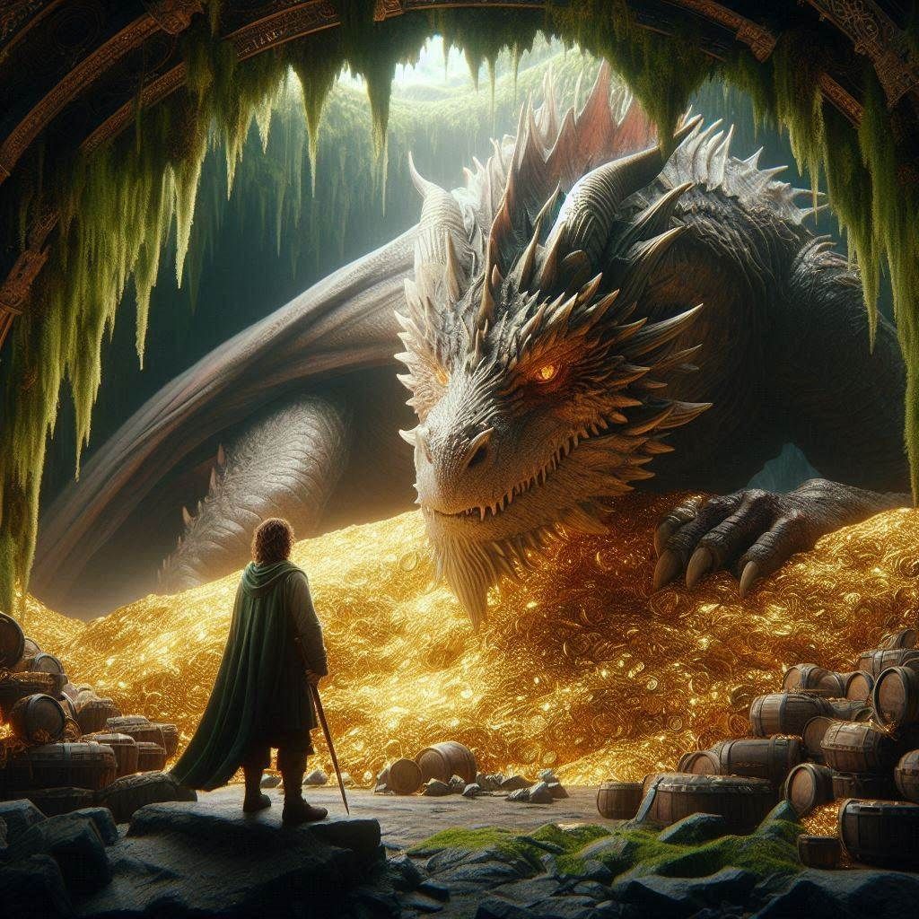 Bilbo faces Smaug