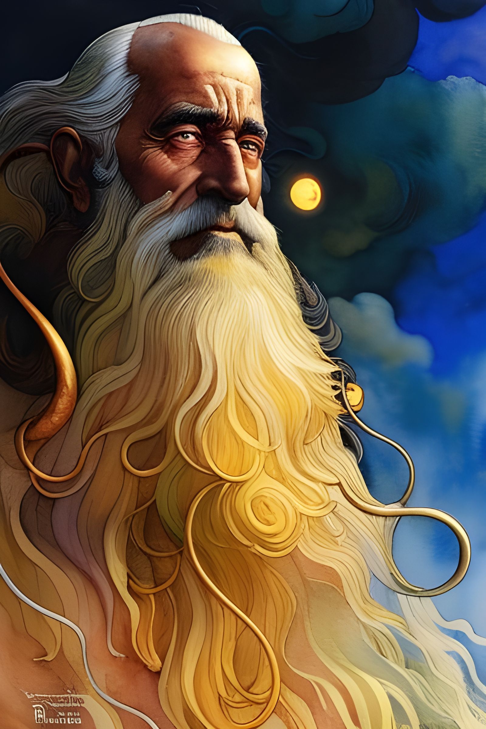 Wizard Controls the Elements in Watercolour Art