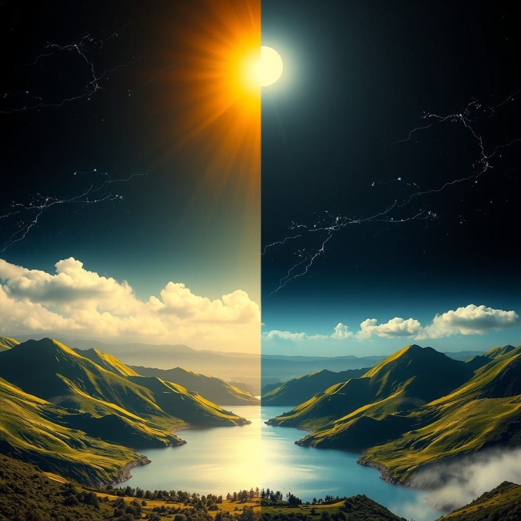 Night & Day clash, 50/50  by @draconewcal