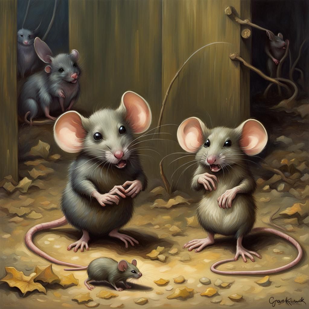 two mouses, one house mouse and one field mouse - AI Generated Artwork ...