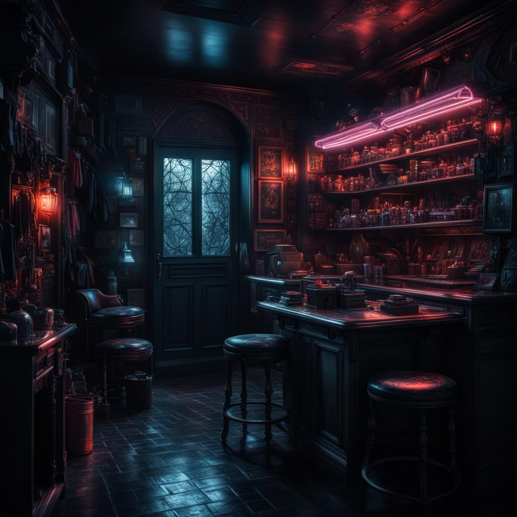 Neon Darkness: Hyperrealistic Atmospheric Composition