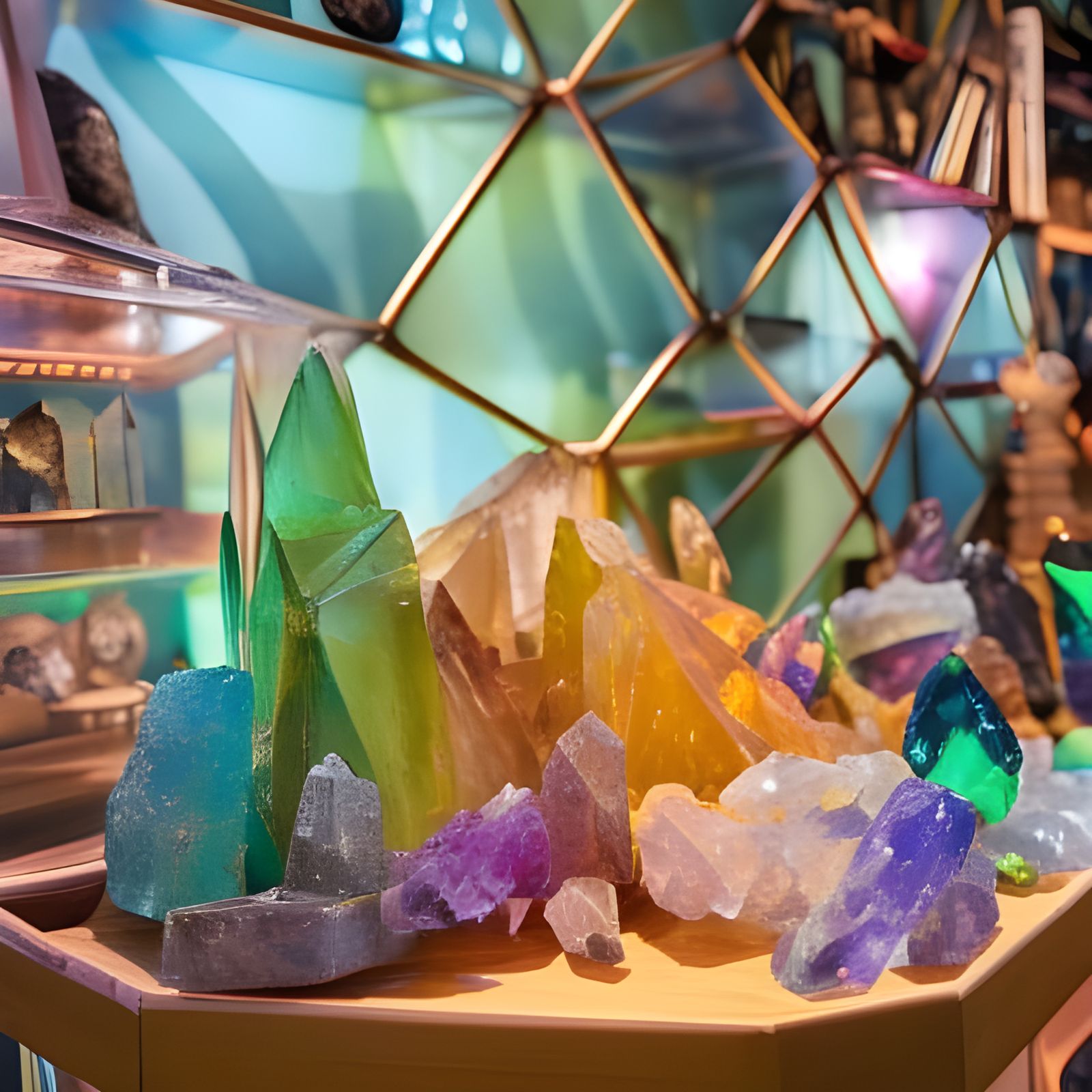 Photo of Inside of a fantasy medieval Crystal Shop , chaotic surreal Crystal Shop with lots of crystals ...  by @Artificial Intelligence Artist