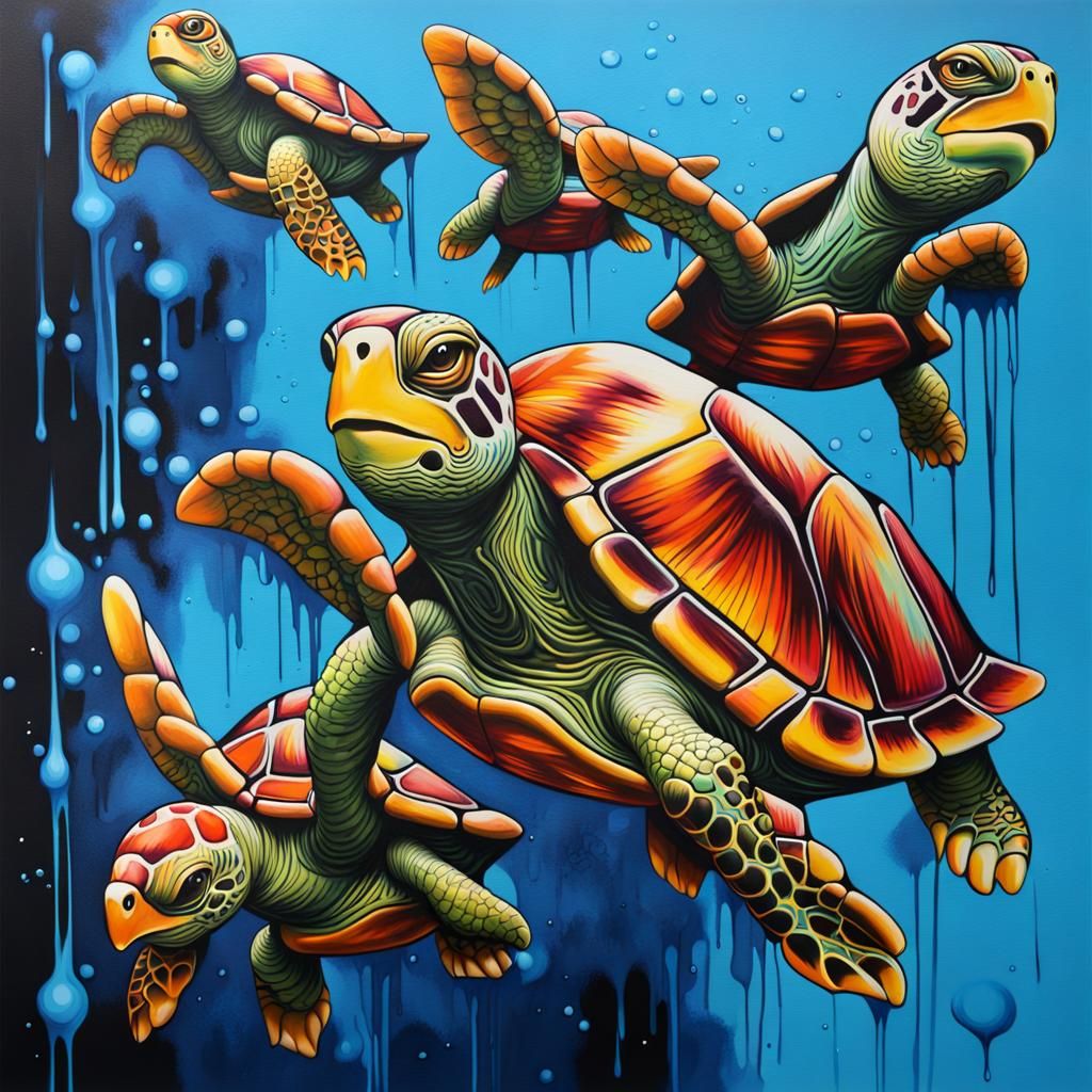 Angry Turtles - Ai Generated Artwork - Nightcafe Creator