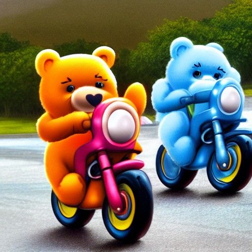 Care Bears riding motorcycles