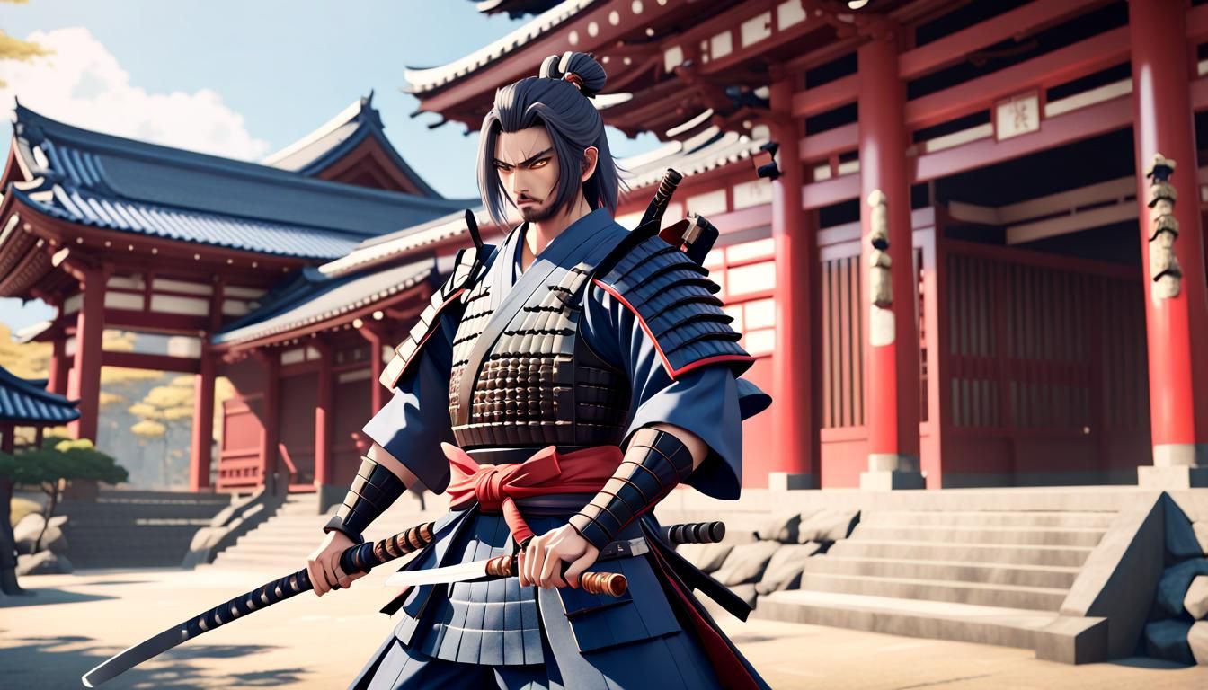 Samurai Warrior Defending His Temple