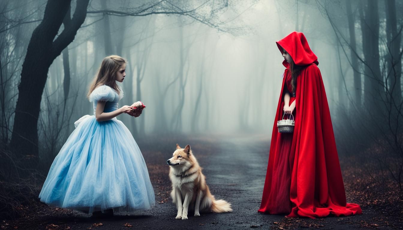 Little red riding hood's meeting with cinderella