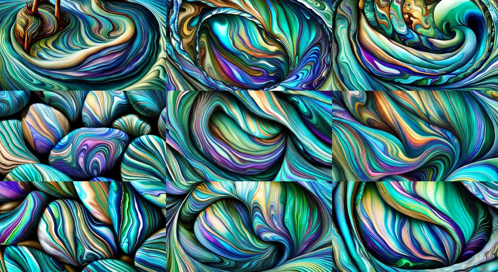 Irridescent abalone turquoise teal blue green indigo lavende...
