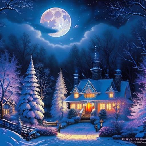 Thomas Kinkade: winter wonderland: beautiful: glittering snowflakes ...