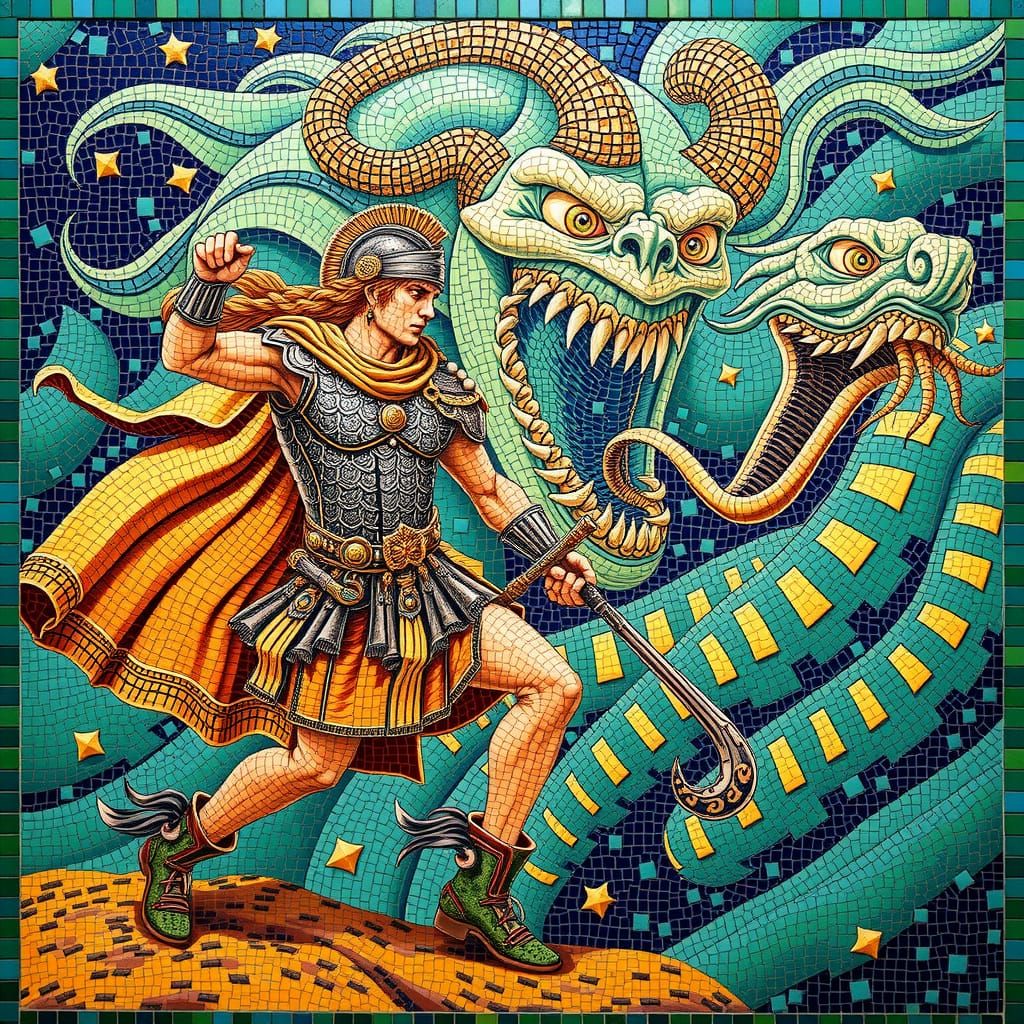Heracles battles the Hydra  by @Dr T