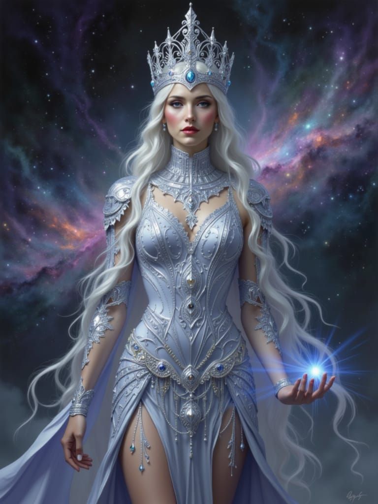 Queen Of The Cosmos, 3D shading,  , astral , beautiful , shadow depth , Greg Rutkowski, <lora:ArtDecoWoman:1.0> <lora:FluxDevFlux2:1.0> <lor...