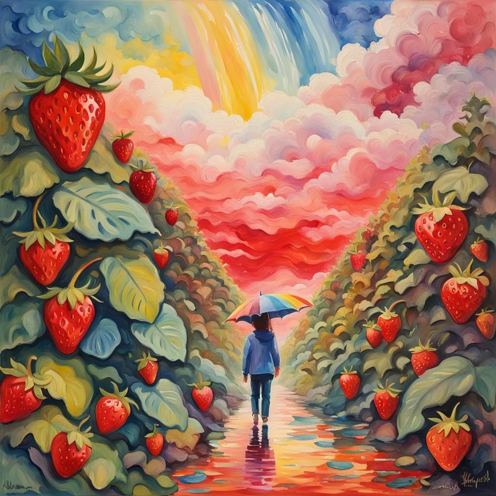 a visual interpretation of the lyrics "walk in your rainbow paradise