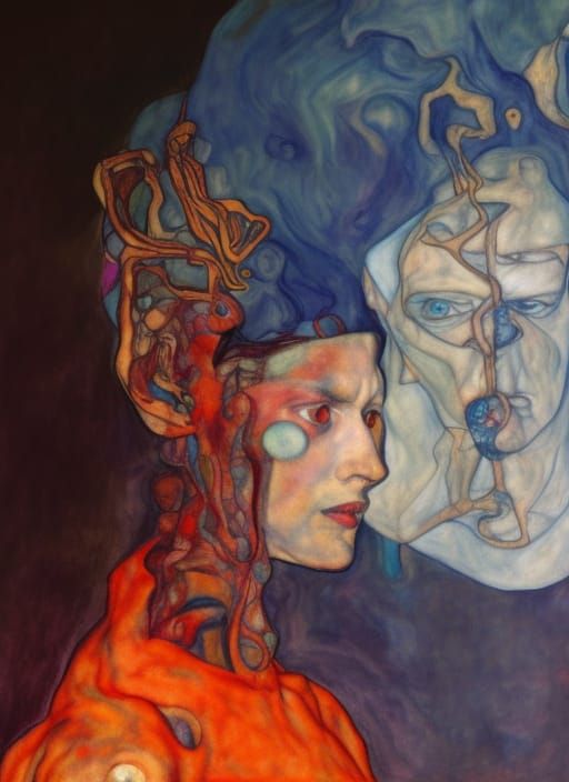 Egon Schiele Inspired Self Awareness Portrait