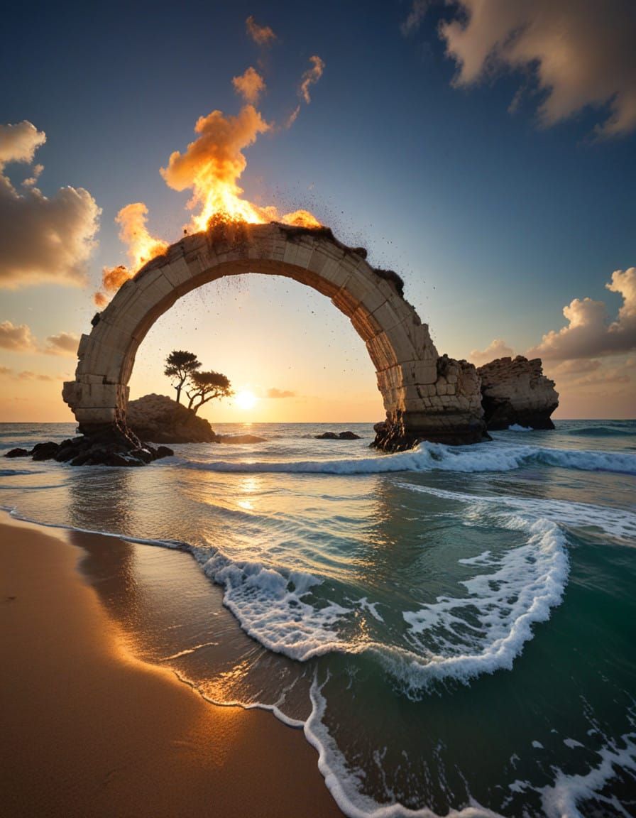 Surreal Scene in a Mysterious Dark Forest with a Glowing Roy...