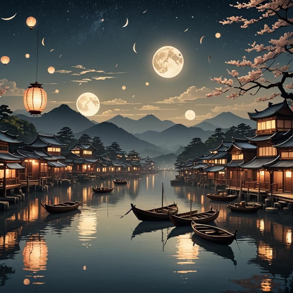 lantern-lit boats ...