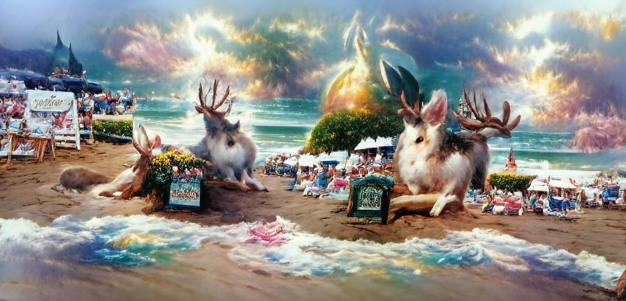 Jackalope at the beach. Thomas Kinkade #modifiermonday