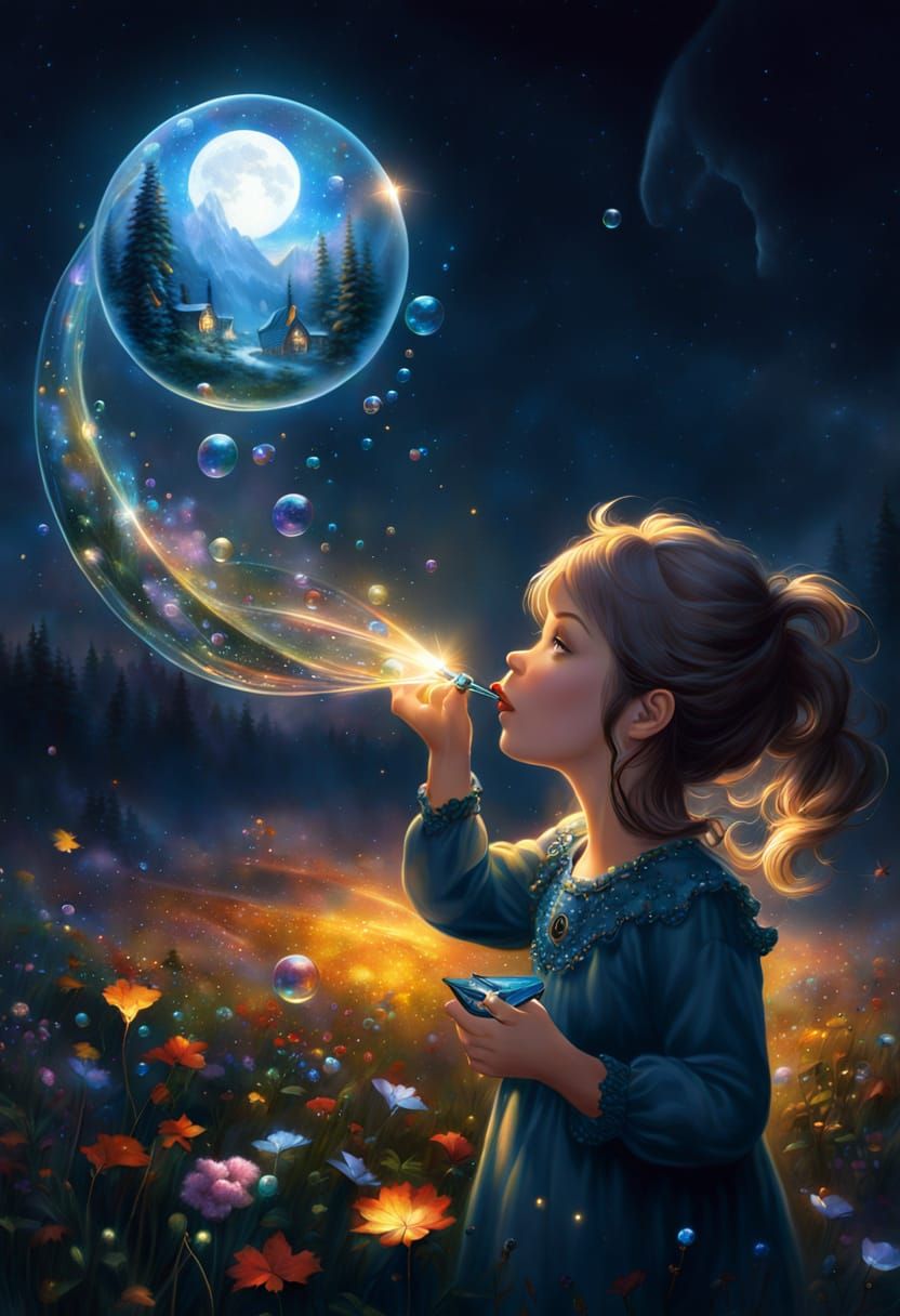 Blowing night bubbles  by @toomanynates