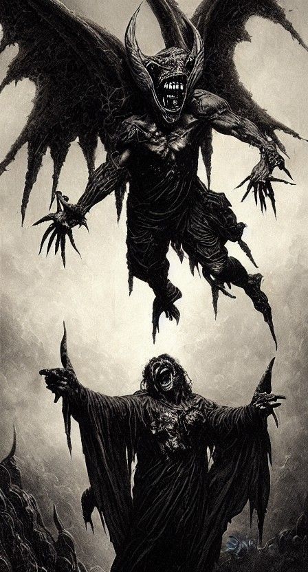 Satan Laughing Spreads his Wings - sinister by Greg Rutkowski horror ...