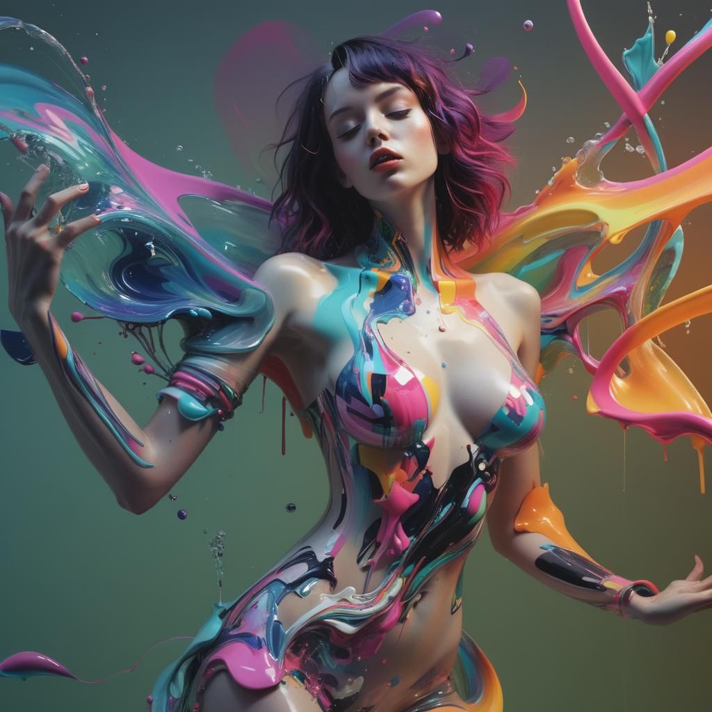 A vibrant and whimsical glitch artwork by the talented trio ...