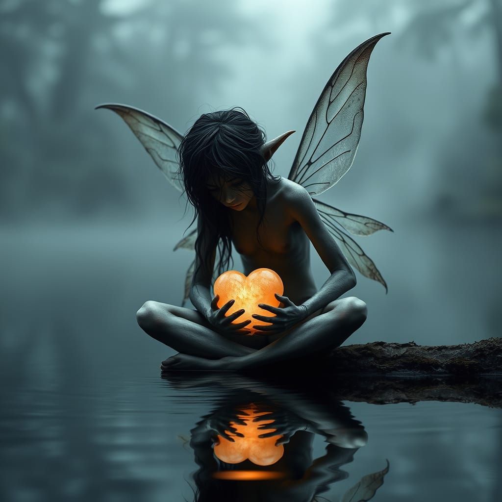 A fairy holding a heart  by @graffouillator