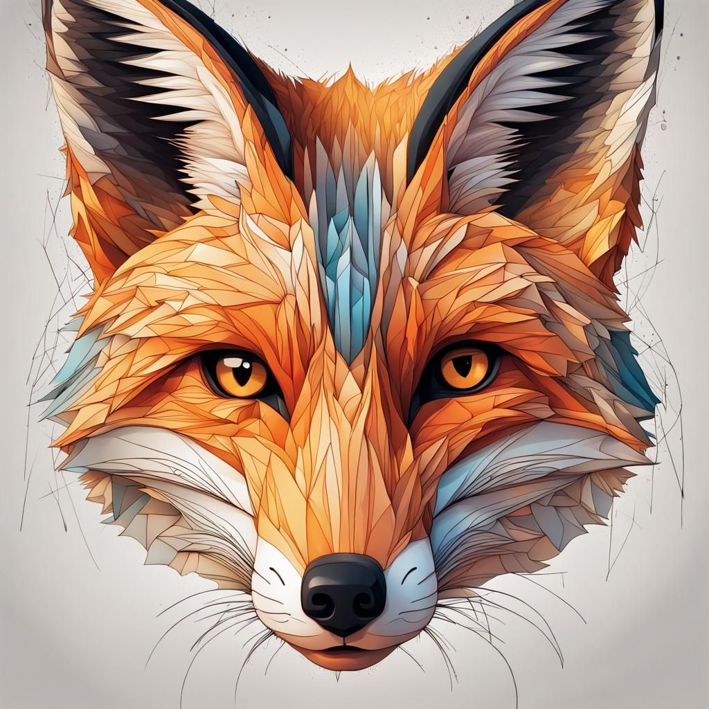 Fox made of line art