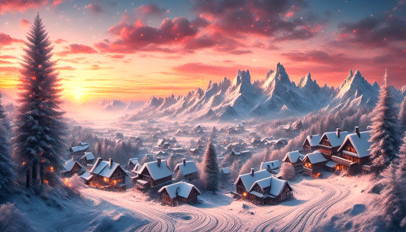 <lora:Abstract landscapes:1.0> <lora:V-ray:1.0> Abstract landscape, sunset winter