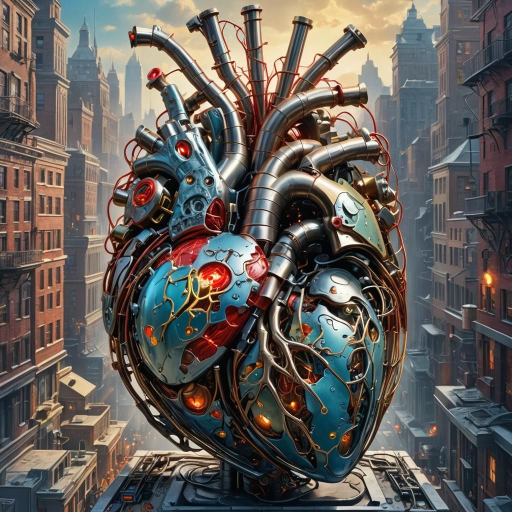 A cyborg with a human heart in the cyborg  In Currier and Iv...