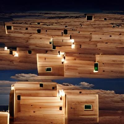 An infinite expanse of pine boxes
Illuminate the sky