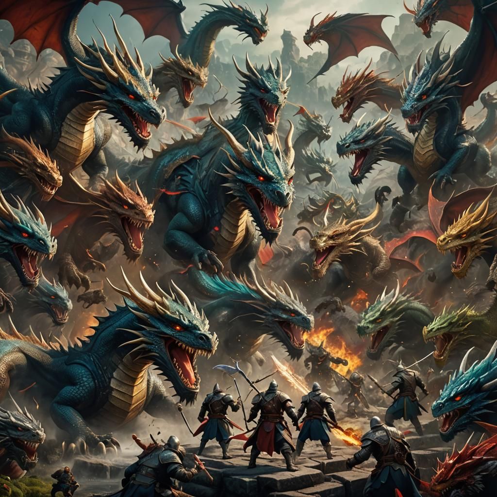 4000 dragons fighting men