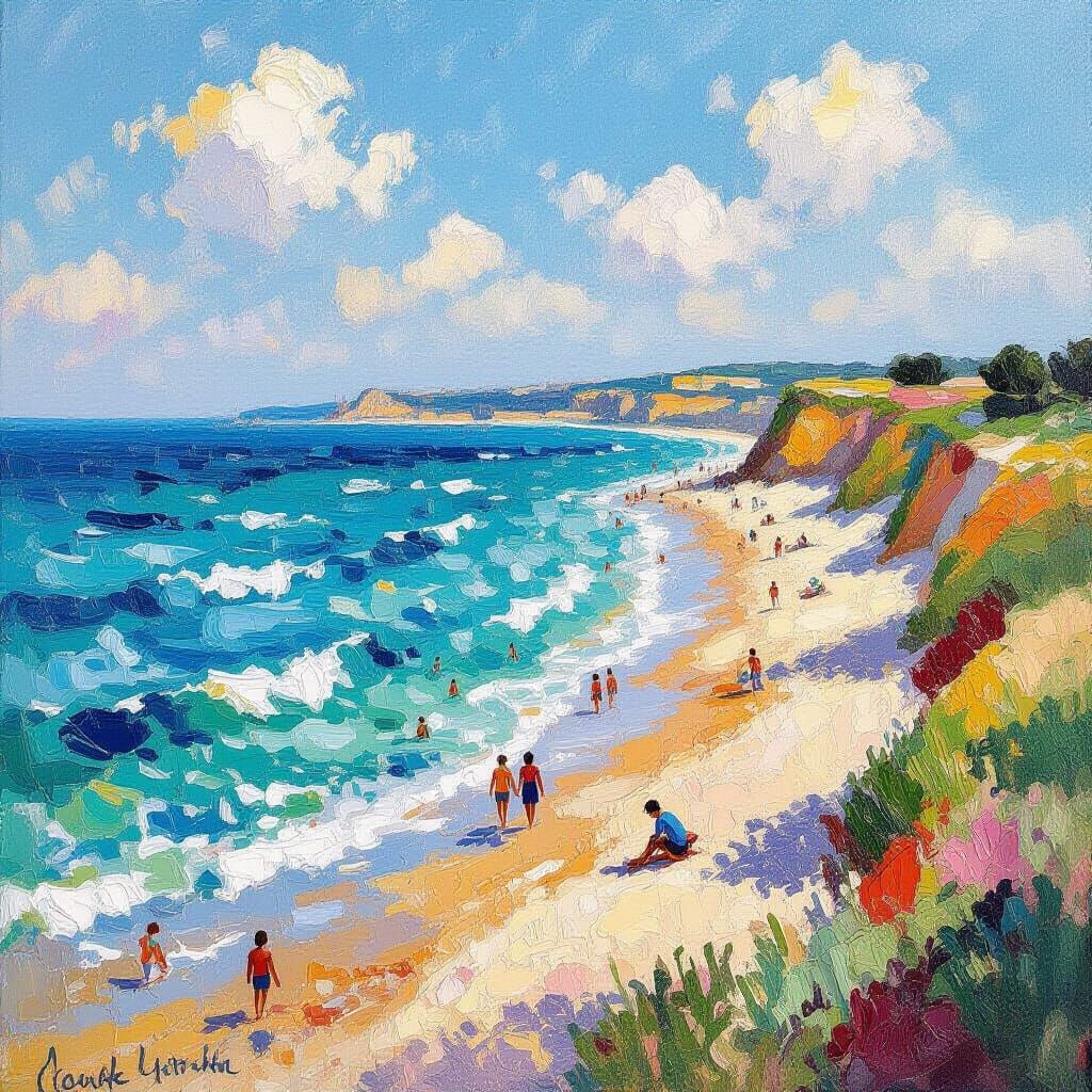 Aerial Seascape in Impressionistic Style