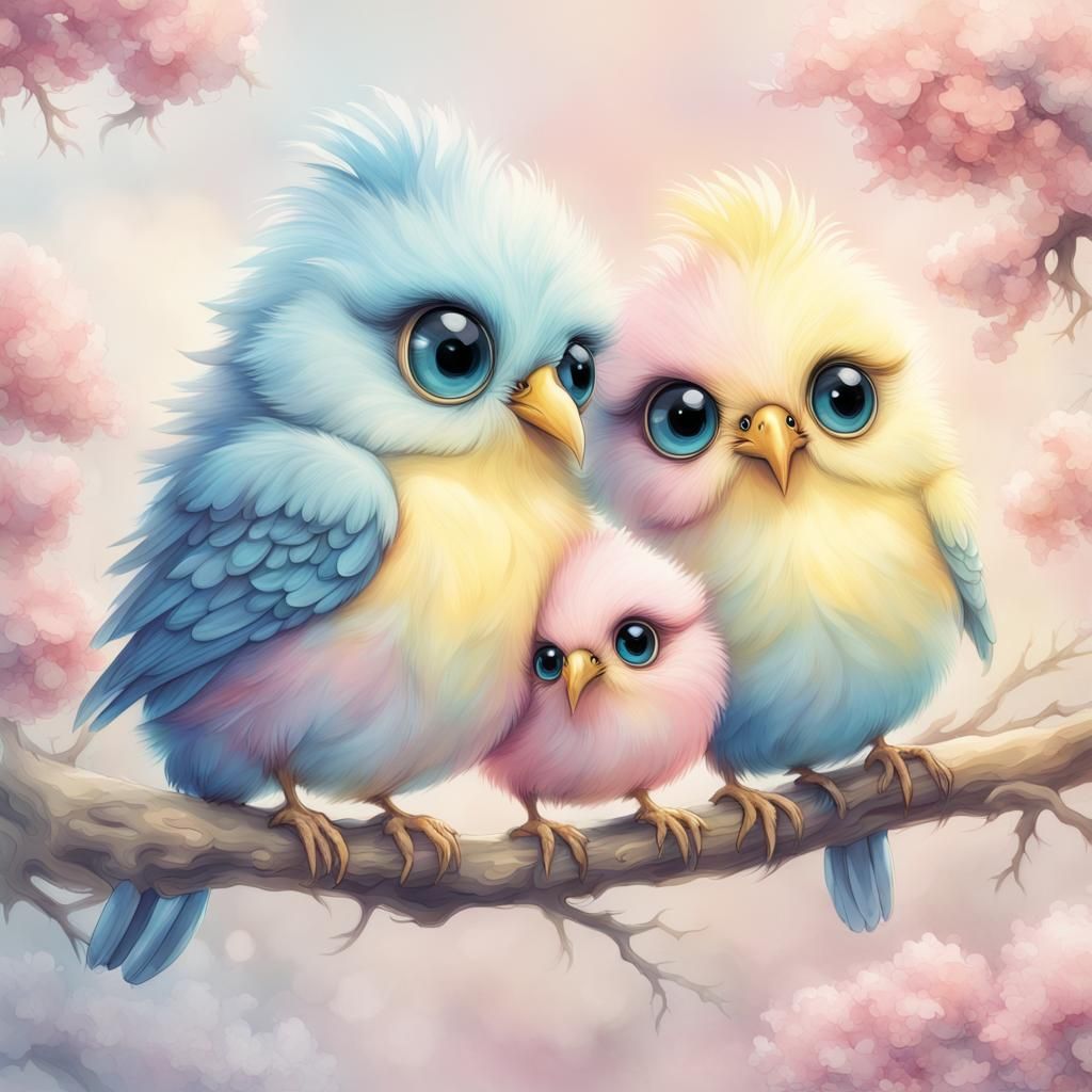 Pastel family of birds  by @Sky_Pipitz