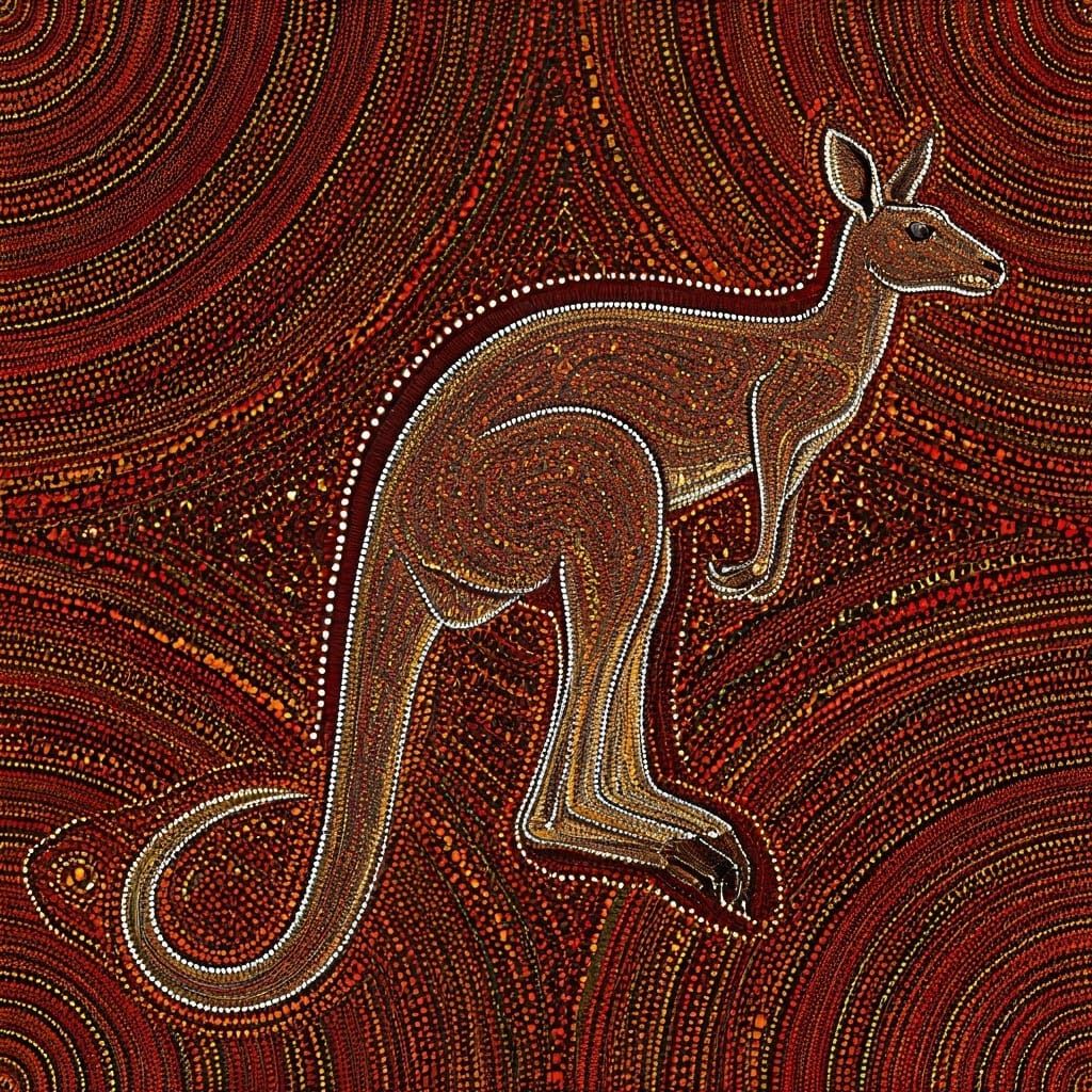 Traditional Australian pointillism kangaroo   by @Dmitri